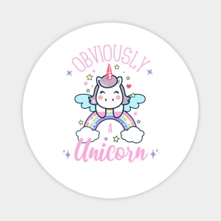 Obviously A Unicorn, Cute Unicorn On A Rainbow Magnet